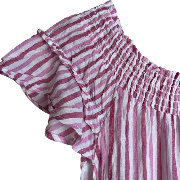 Free People Pink Stripe Tiered Short Sleeve Maxi Dress Size XS - Picture 4 of 15